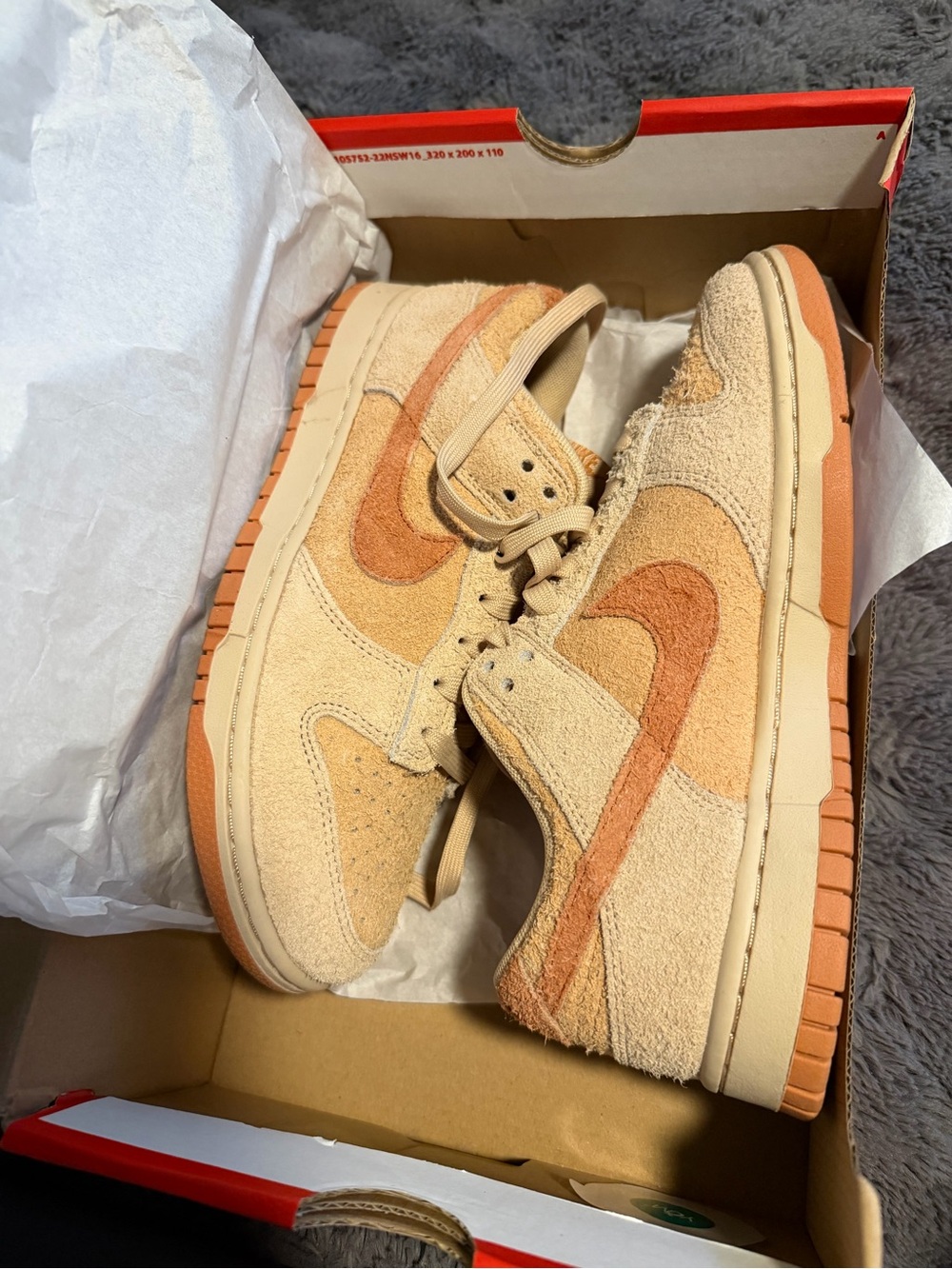 Nike Dunk low in burnt sunrise (tan and orange)